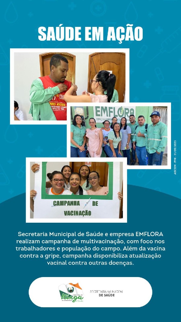 Secretaria Municipal de Saúde e empresa EMFLORA realizam campanha de multivacinação, com foco nos trabalhadores do campo